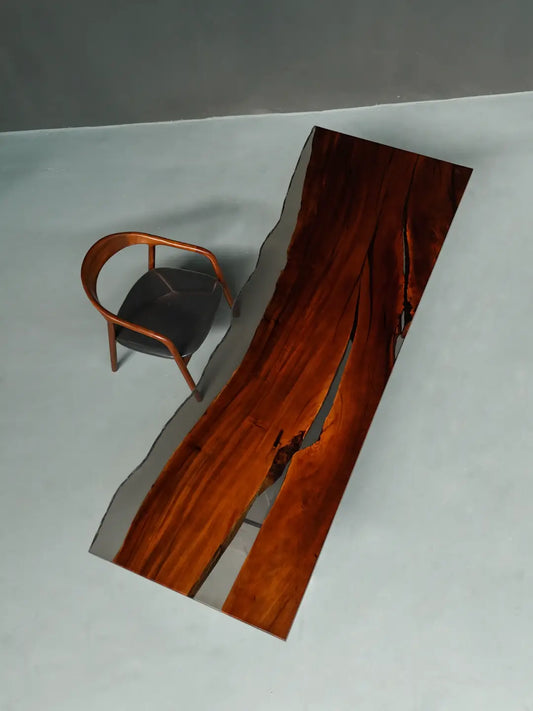 CT041 Custom Walnut Live Edge Epoxy Conference Table handcrafted epoxy wood table for meeting spaces
