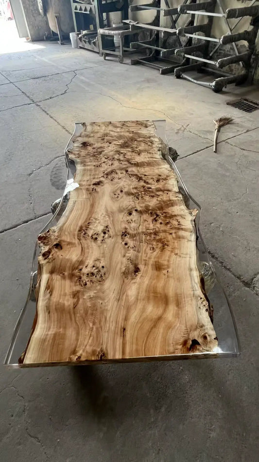 DT043 Luxury Poplar Epoxy Dining Room Table handcrafted epoxy wood table