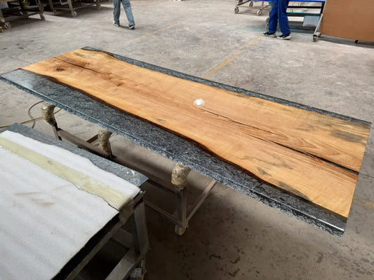CT018 Custom Epoxy Resin River Conference Table handcrafted epoxy wood table for meeting spaces