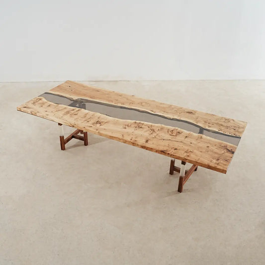 CT029 Rustic Poplar Live Edge Conference Table handcrafted Soild Wood wood table for meeting spaces