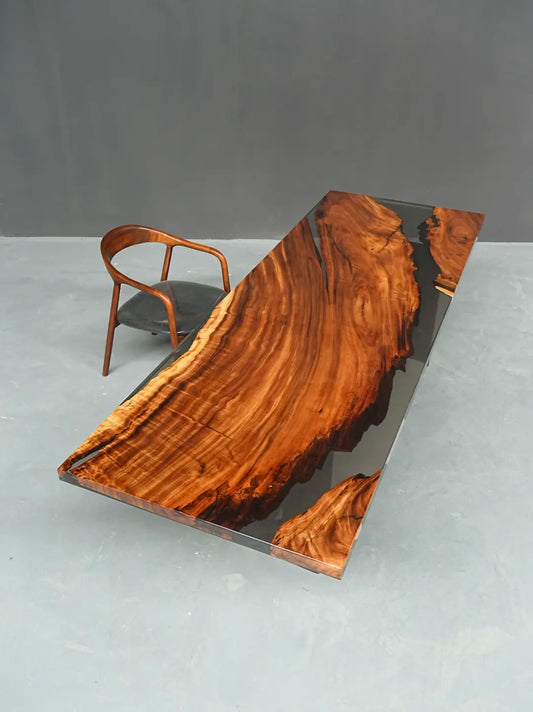 CT039 Custom Walnut Epoxy Table handcrafted epoxy wood table for meeting spaces
