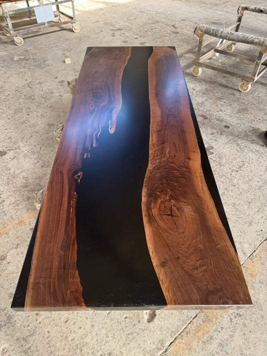 Custom Black Walnut Live Edge Epoxy Dining Table DT004