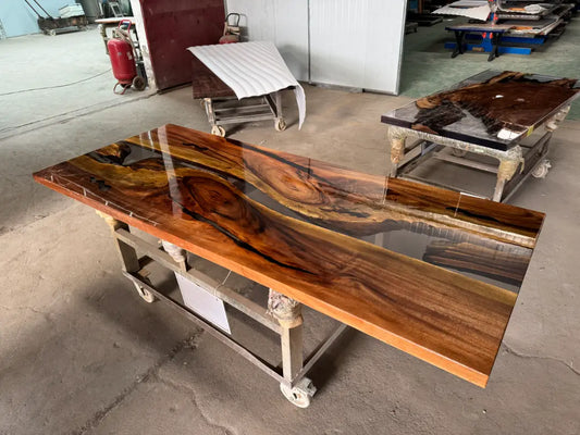 DT010 Custom Epoxy Resin River Dining Table handcrafted epoxy wood table
