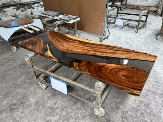 DT018 Custom Epoxy Resin River Dining Table handcrafted epoxy wood table