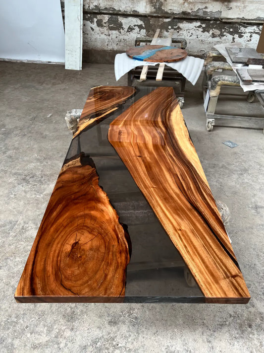 Custom Epoxy Resin River Dining Table DT018