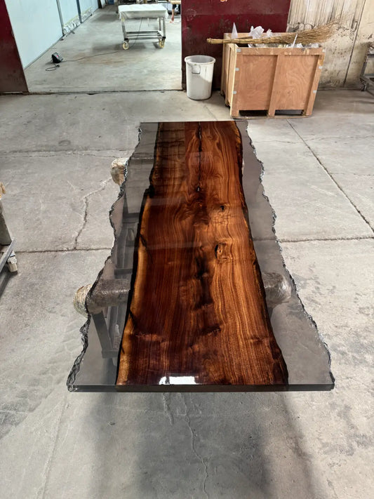 Custom Black Walnut Live Edge Epoxy Dining Table DT028