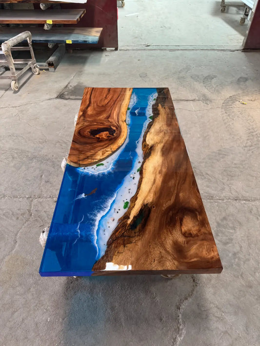 DT036 Modern Walnut Resin Dining Table handcrafted epoxy wood table