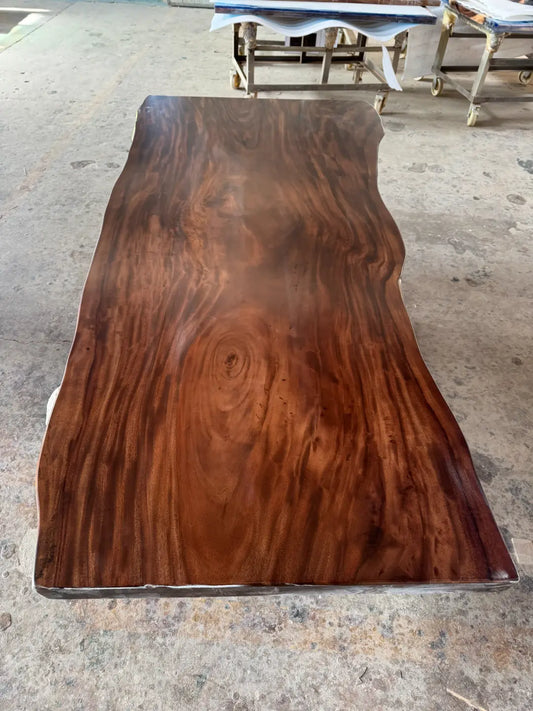 DT053 Rustic Walnut Live Edge Dining Table handcrafted epoxy wood table