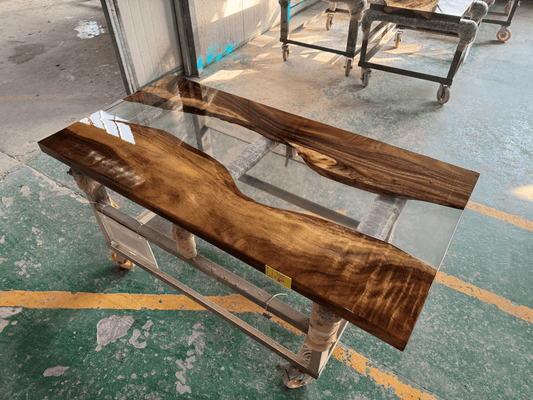 Clear Epoxy River Table in Walnut – ET004