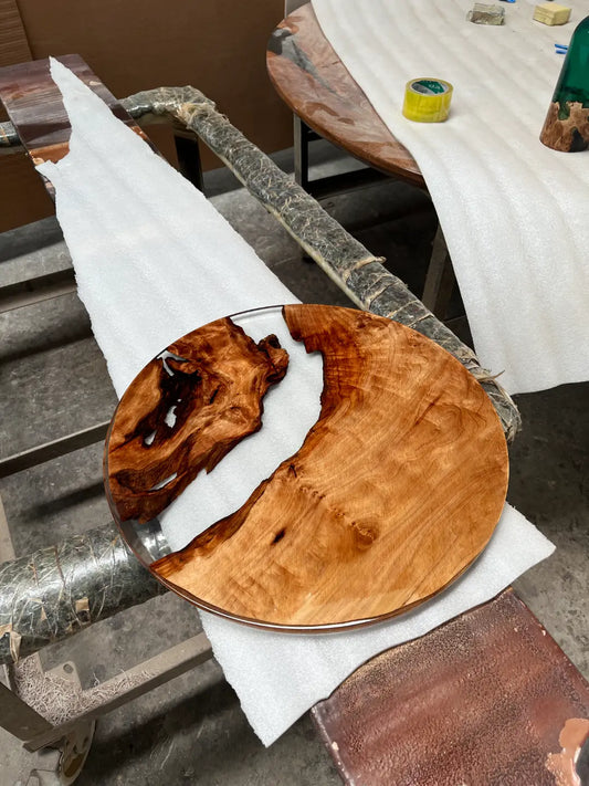 Flowepoxytable Custom Walnut Epoxy Live Edge Side Table RT039